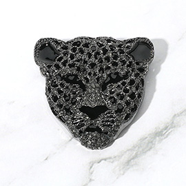 Stone Paved Leopard Pin Brooch