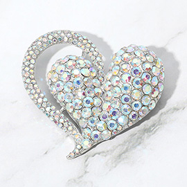 Stone Paved Heart Pin Brooch
