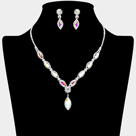 Marquise Stone Rhinestone Paved Necklace