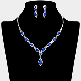 Marquise Stone Rhinestone Paved Necklace