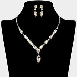 Marquise Stone Rhinestone Paved Necklace