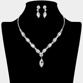 Marquise Stone Rhinestone Paved Necklace