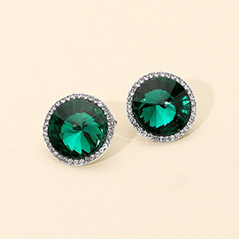 Round Glass Stone Evening Stud Earrings