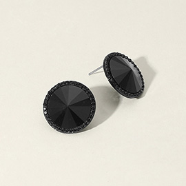 Round Glass Stone Evening Stud Earrings
