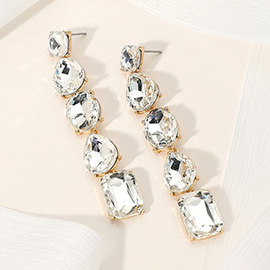 Faceted Teardrop Oval Rectangle Stone Cluster Link Dropdown Evening Earrings