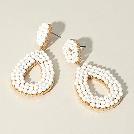 Seed Beaded Teardrop Dangle Earrings