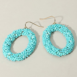 Seed Beaded Oval Ring Dangle Earrings