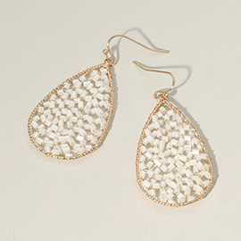 Cylinder Beaded Teardrop Dangle Earrings
