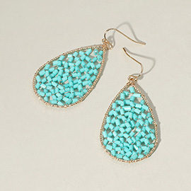 Cylinder Beaded Teardrop Dangle Earrings