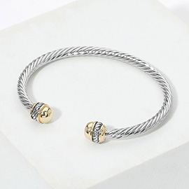 Two Tone Metal Rope Cuff Bracelet