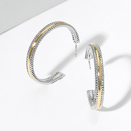 14K Gold Plated Two Tone Hoop Earrings