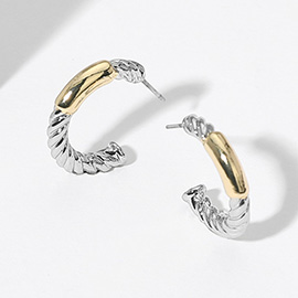 14K Gold Plated Two Tone Hoop Earrings