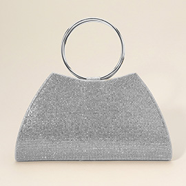 Bling Studded Ring Top Handle Evening Bag / Crossbody Bag