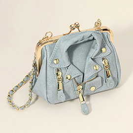 Faux Leather Motorcycle Jacket Purse / Crossbody Bag