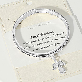 Angel Blessing Message Mother of Pearl Angel Charm Stretch Bracelet