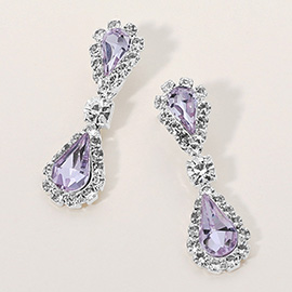 Double Teardrop Accented Dangle Evening Earrings