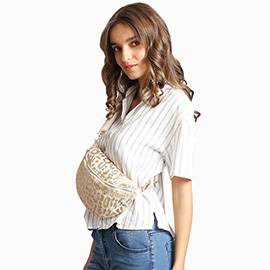 Leopard Pattern Painted Embroidered Crossbody Belt Bag / Sling Bag / Fanny Pack