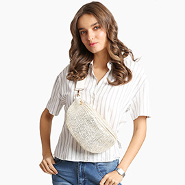 Solid Embroidered Crossbody Belt Bag / Sling Bag / Fanny Pack