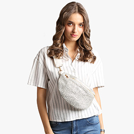 Solid Embroidered Crossbody Belt Bag / Sling Bag / Fanny Pack