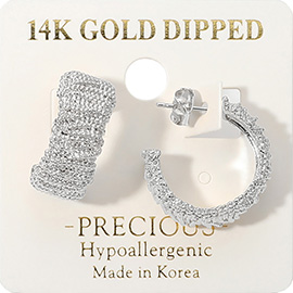 14K Gold Dipped Hypoallergenic Textured Hoop Earrings