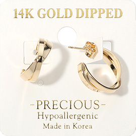 14K Gold Dipped Hypoallergenic Twisted Hoop Earrings