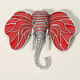 Rhinestone Embellished Elephant Pin Brooch
