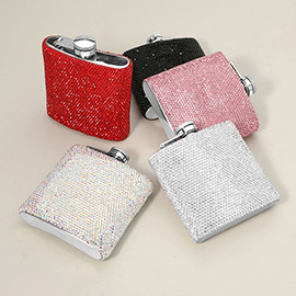 6oz Bling Studded Stainless Steel Square Hip Flask