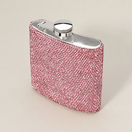 6oz Bling Studded Stainless Steel Square Hip Flask
