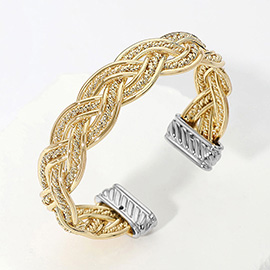 Two Tone Braced Metal Cuff Bracelet