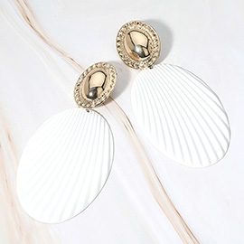 Oversized Textured Oval Plate Dangle Earrings