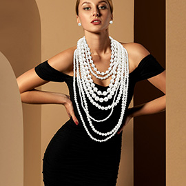 Chunky Pearl Beaded Multi Layered Statement Necklace