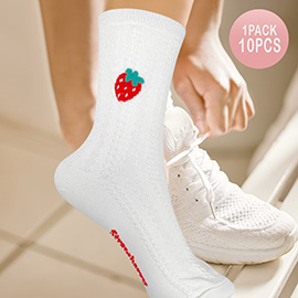 10Pairs - Strawberry Pointed Socks