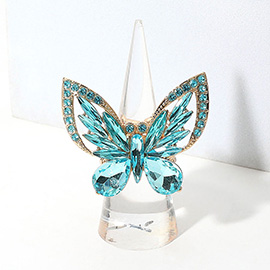 Multi Stone Embellished Butterfly Stretch Ring