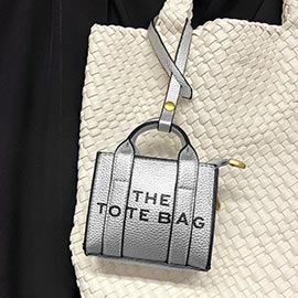 THE TOTE BAG Message Pointed Faux Leather Bag Charm / Mini Bag / Crossbody Bag