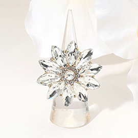 Marquise Stone Cluster Flower Stretch Ring