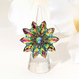 Marquise Stone Cluster Flower Stretch Ring
