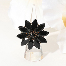 Marquise Stone Cluster Flower Stretch Ring