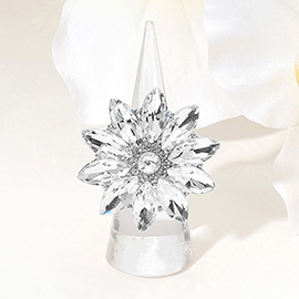 Marquise Stone Cluster Flower Stretch Ring