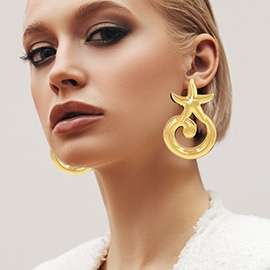 Oversized Metal Abstract Starfish Earrings