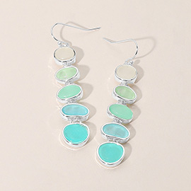 Abstract Sea Glass Link Dropdown Dangle Earrings