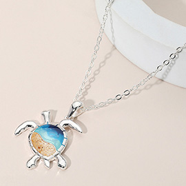 Enamel Sea Turtle Pendant Necklace