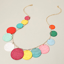 Celluloid Acetate Disc Charm Station Statement Necklace