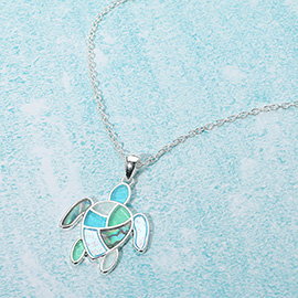 Sea Glass Turtle Pendant Necklace