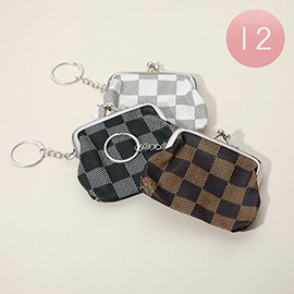 12PCS - Checkered Coin Purses / Keychains