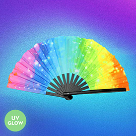UV Glow Rainbow Folding Line Dance Hand Fan