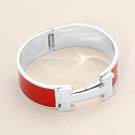 Stainless Steel Monogram H Enamel Hinged Bracelet