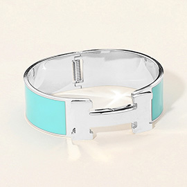 Stainless Steel Monogram H Enamel Hinged Bracelet