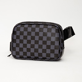 Faux Leather Checkered Pattern Belt Bag / Sling Bag / Fanny Pack