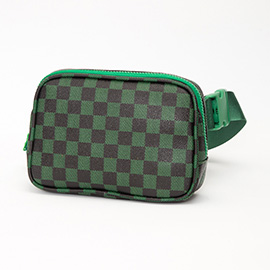 Faux Leather Checkered Pattern Belt Bag / Sling Bag / Fanny Pack