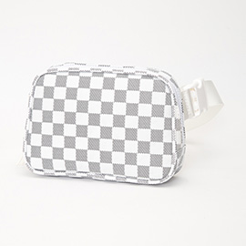 Faux Leather Checkered Pattern Belt Bag / Sling Bag / Fanny Pack